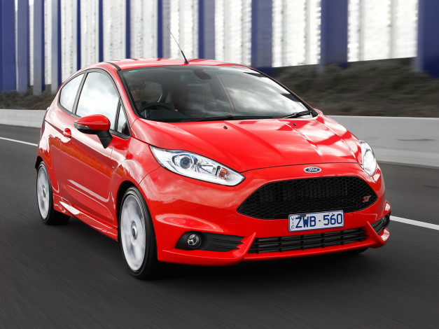 Обои картинки фото автомобили, ford, красный, fiesta, 2013г, au-spec, 3-door, st