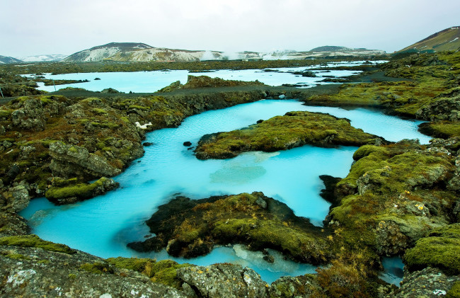 Обои картинки фото природа, реки, озера, пейзаж, исландия, мох, озеро