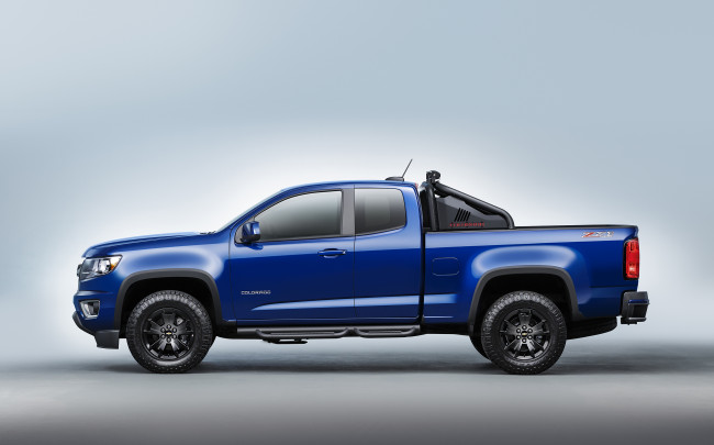 Обои картинки фото автомобили, chevrolet, colorado, синий, extended, cab, trail, boss, z71, 2016г