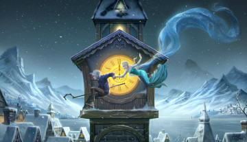 Картинка рисованное -+другое полночь зима башня парень девушка ночь rise of the guardians art elsa frozen jack frost