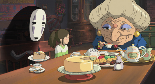 Обои картинки фото аниме, spirited away, тихиро, дзениба, безликий