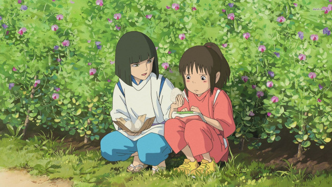 Обои картинки фото аниме, spirited away, тихиро, хаку