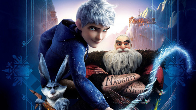 Обои картинки фото мультфильмы, rise of the guardians, синий, ледяной, джек, jack, frost, rise, of, guards, хранители, снов