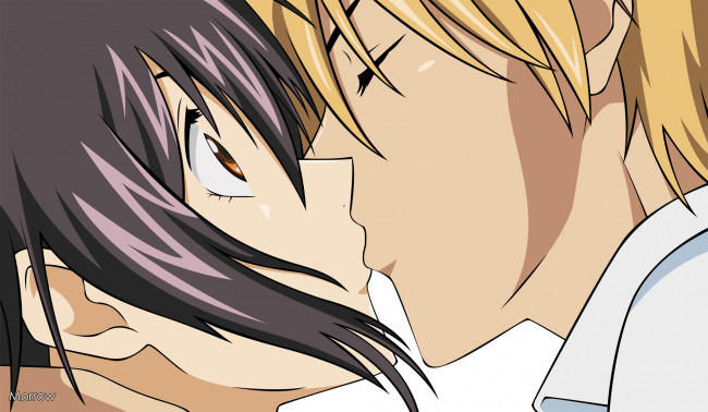 Обои картинки фото аниме, kaichou wa maid-sama, поцелуй, пара
