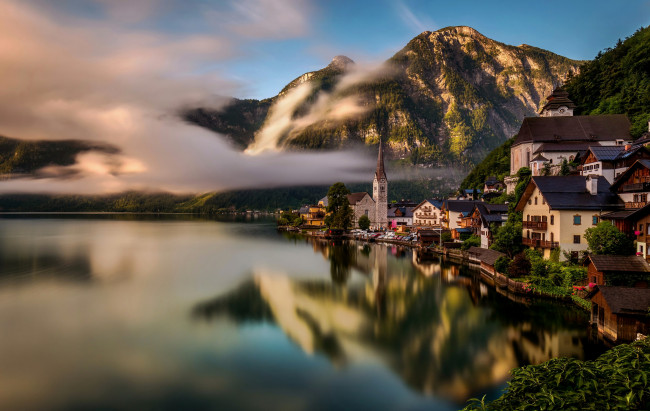 Обои картинки фото hallstatt, города, - пейзажи, озеро, горы