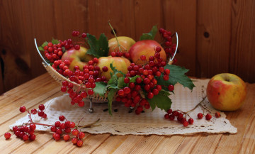 Картинка еда натюрморт ягоды яблоки фрукты калина