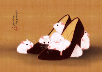 Картинка рисованное животные туфли хомяки