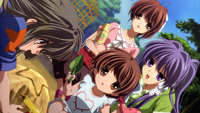 Обои картинки фото аниме, clannad, девушки, fuko, ibuki, kyou, fujibayashi, nagisa, furukawa, ushio, okazaki