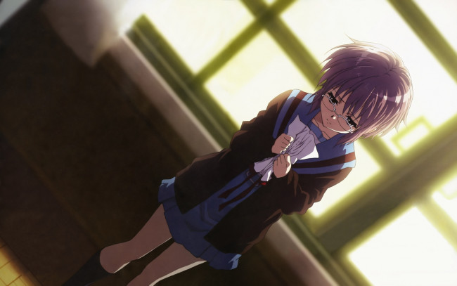 Обои картинки фото аниме, the, melancholy, of, haruhi, suzumiya, девушка, nagato, yuki