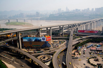 Картинка города мосты китай Чунцин путепровод