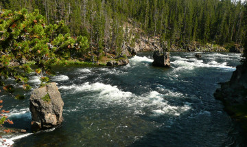 Картинка yellowstone river природа реки озера лес река камни скалы