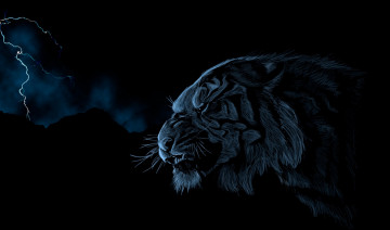 Картинка рисованные животные +львы облака лев