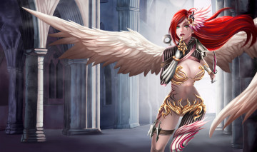 Картинка фэнтези ангелы крылья ангел рыжая девушка