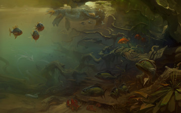 Картинка фэнтези драконы рыбы дракон черепаха море