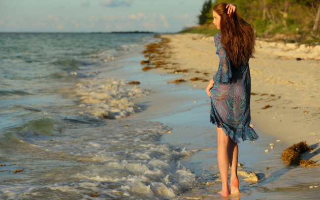 Обои картинки фото nicole k, девушки, -unsort , рыжеволосые и другие, природа, пляж, море