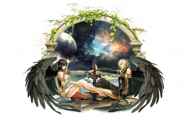Обои картинки фото фэнтези, ангелы, игра, воин, девушка, арт, mabinogi, 2, arena, меч