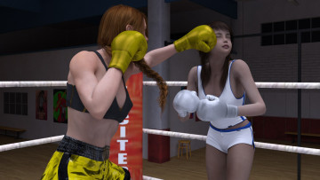 Картинка 3д+графика спорт+ sport девушки взгляд бокс ринг фон