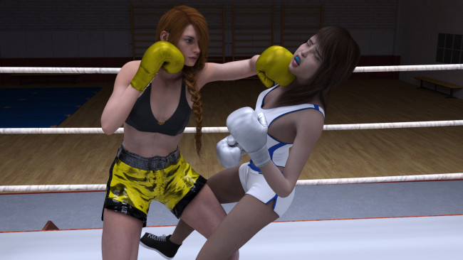 Обои картинки фото 3д графика, спорт , sport, фон, взгляд, девушки, бокс, ринг