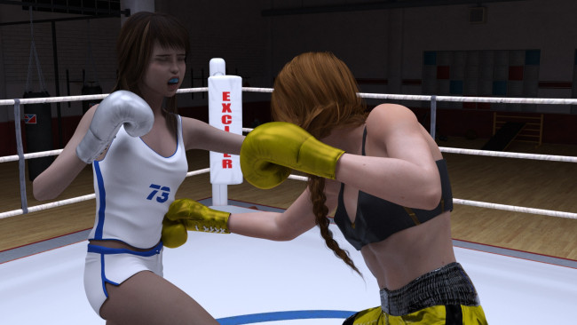 Обои картинки фото 3д графика, спорт , sport, взгляд, девушки, бокс, фон, ринг