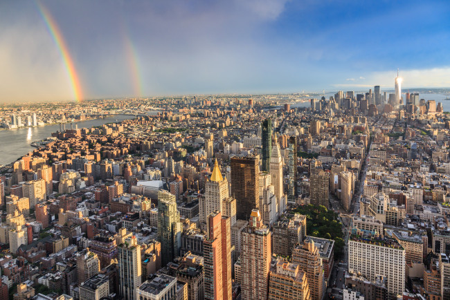 Обои картинки фото new york city, города, нью-йорк , сша, панорама, небоскребы
