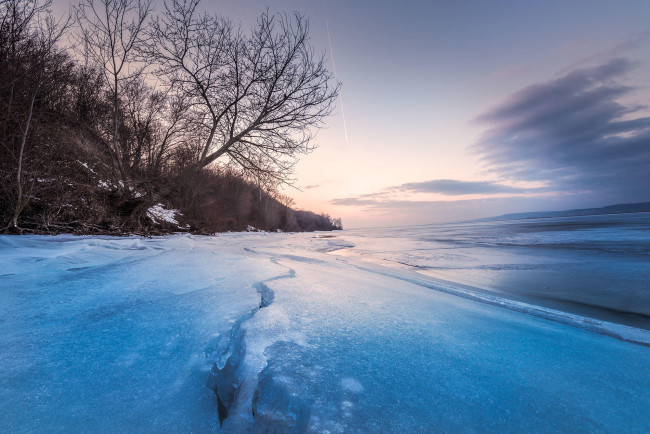 Обои картинки фото природа, зима, деревья, лед, озеро