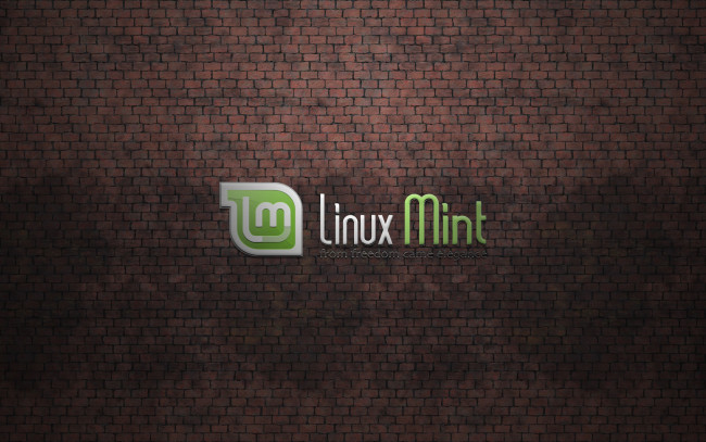 Обои картинки фото компьютеры, linux, графика, фон, стена, операционная, система, mint, линукс, минт, логотип, кирпичи, высокие, технологии