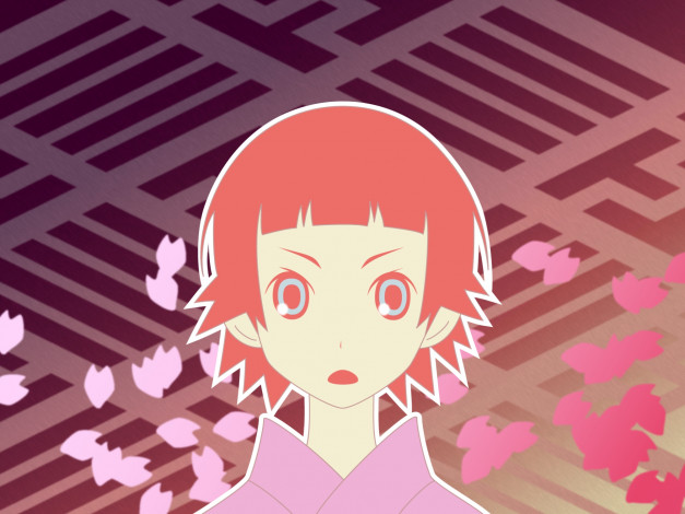 Обои картинки фото аниме, sayonara zetsubo sensei, лепестки, лицо, девочка