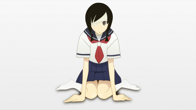Обои картинки фото аниме, sayonara zetsubo sensei, повязка, форма, девочка