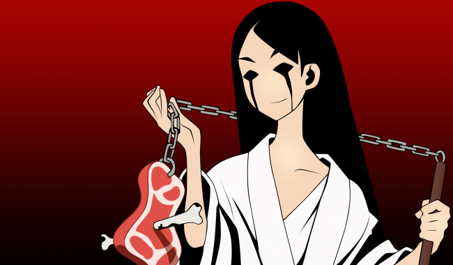Обои картинки фото аниме, sayonara zetsubo sensei, мясо, цепь, девушка