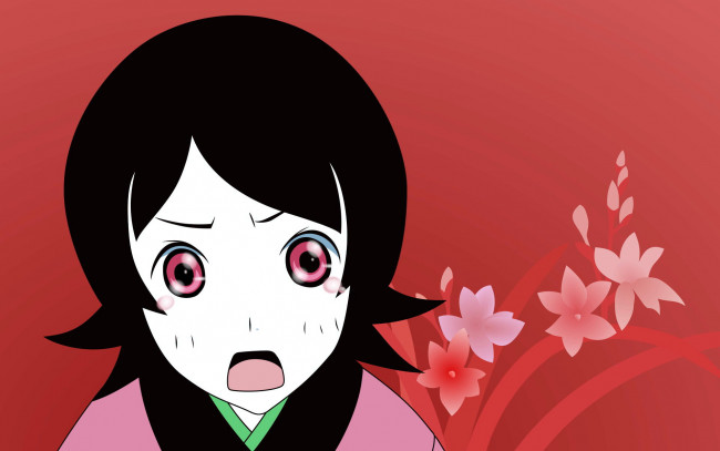 Обои картинки фото аниме, sayonara zetsubo sensei, цветы, девочка, эмоции, лицо