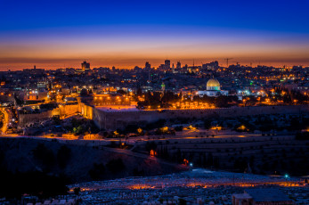Картинка города иерусалим+ израиль город закат панорама огни