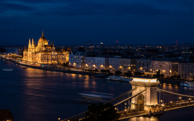Обои картинки фото города, будапешт , венгрия, будапешт, столица, ночь, мост