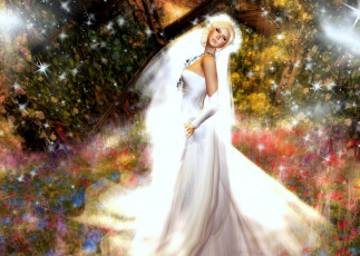Картинка 3д графика fantasy фантазия невеста блондинка платье