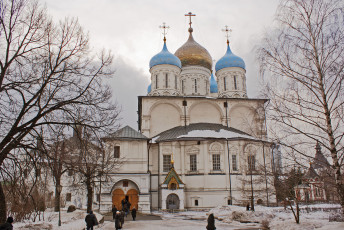 Картинка собор спаса преображения новоспасского монастыря города православные церкви монастыри снег тучи деревья