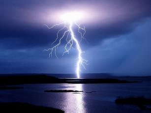 Картинка lightning природа молния гроза озеро тучи
