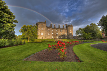 обоя kilkenny, castle, ireland, города, дворцы, замки, крепости, цветы, радуга, замок, ирландия, парк