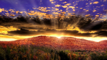 Картинка nature`s beauty природа восходы закаты горы леса солнце тучи свет