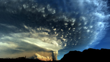 обоя puyehue, volcano, природа, стихия, пепел, дым, вулкан, извержение, звезды, ночь