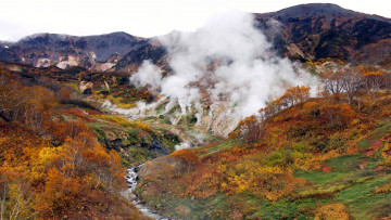 Картинка steamboat geyser in colorado природа стихия горы речка гейзер