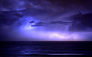 Картинка stormy night природа стихия ночь океан шторм молнии
