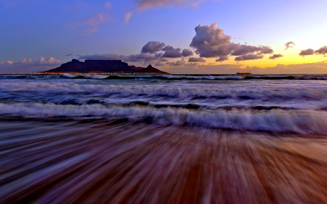 Обои картинки фото beautiful, night, природа, побережье, остров, волны, тучи, океан, пляж