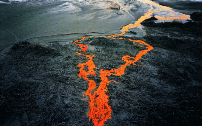 Обои картинки фото lava, creek, природа, стихия, озеро, поток, лава