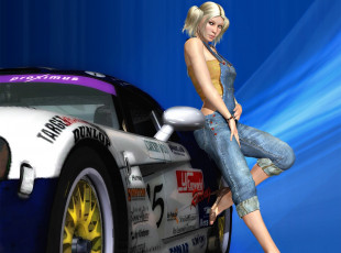Картинка автомобили 3d+car&girl взгляд девушка блондинка автомобиль