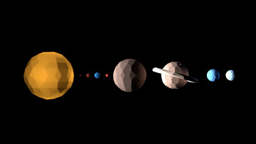 Картинка рисованные минимализм геометрия фигуры космос солнечная система планеты