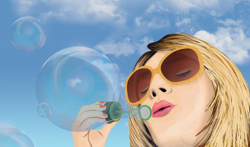 Картинка векторная+графика девушки пузыри взгляд девушка