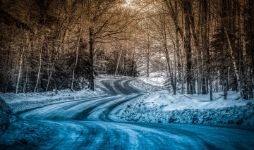Картинка природа дороги лес пейзаж зима дорога
