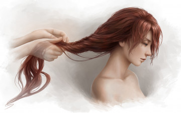 Картинка рисованные люди девушка jason peng прическа руки волосы