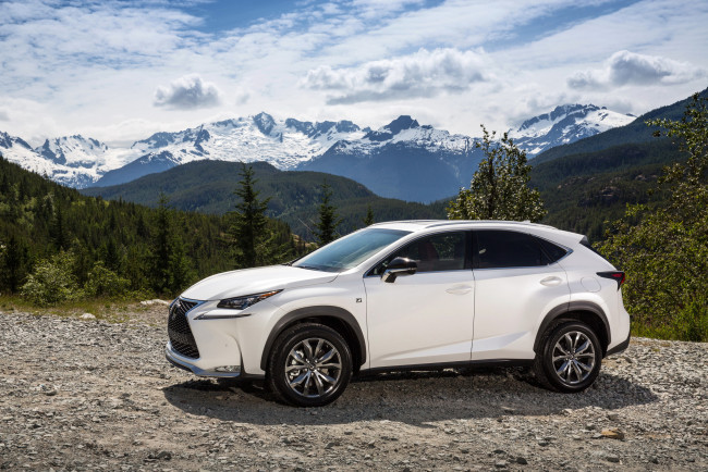 Обои картинки фото 2015 lexus nx 200t f-sport, автомобили, lexus, горы, белый, пейзаж