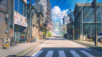 Картинка аниме город +улицы +здания arsenixc