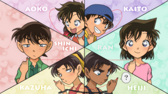 Обои картинки фото аниме, detective conan,  magic kaito, персонажи